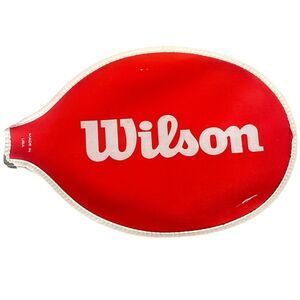 Wilson VTG Tennis Racket Cover Zip Closure Vinyl Red and White Sleeve